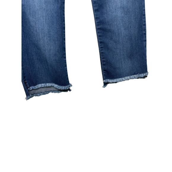 Democracy "Ab" Technology Dark Wash Frayed Hem Straight Leg Cropped Jeans - Picture 3 of 7
